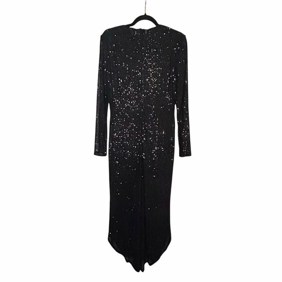 NWT Ieena for Mac Duggal Sequin Knotted Long Sleeve Midi Dress 26549 10 Party - Picture 6 of 11